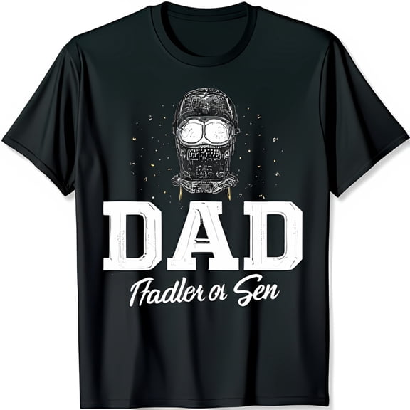 Black Graphic T-Shirt with Ski Mask Design DAD & Fiddler or Sen