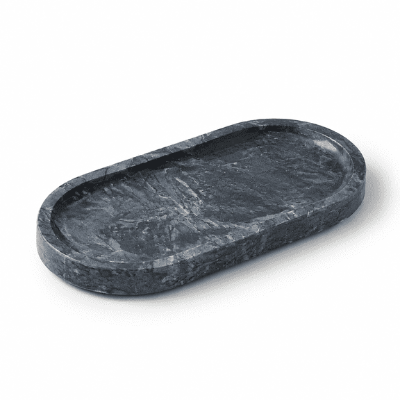 Black Gray 7.9" x 3.9" x 0.7" Marble Decorative Vanity Tray for Bathroom Countertop