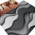 thumbnail image 1 of Black Gray Area&nbsp;Rug 6x9ft Ombre Ocean Wave Geometric Abstract Modern Non-Slip&nbsp;Washable Square&nbsp;Rugs Soft Felt Indoor Floor Mat for Bedroom Kitchen Living Room Bathroom, 1 of 9