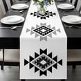 thumbnail image 1 of Black Gray Boho Table Runner 72 Inches Long, Modern Abstract Geometric Lattice Kitchen Coffee Dining Table Decoration for Home Party Birthday Wedding Home Decor 18x72 Inches, 1 of 8
