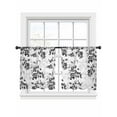 thumbnail image 1 of Black Gray Botanical Sheer Curtains 45 Inch Length 2 Panels Set, Semi Transparent Voile Rod Pocket Curtains for Living Dining Room Bedroom Drapes Vintage Nature Flower, 1 of 6