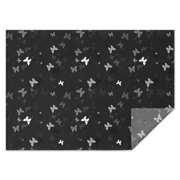 Black Gray Butterfly Pattern Rectangle Tablecloth 60"x84",Waterproof Polyester Rectangle Table Cloth, Wipeable Spillproof Polyester Tablecloth for Dining, Camping, Indoor and Outdoor