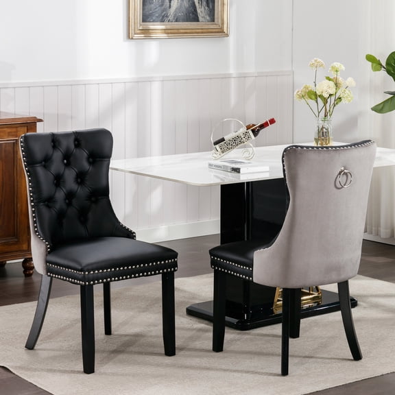 Black+Gray Color Scheme - Nailhead Accents - Buffet Dining - Unique Seating Option