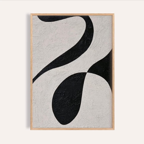 Black Gray Flow Minimalist Abstract Wall Poster, Unframed Canvas ...