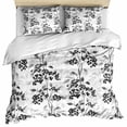 thumbnail image 1 of Black Gray Fruit Bedding 3 Piece Duvet Cover Set Full Size, Vintage Plant Nature Botanical Flower Soft Microfiber Comforter Cover with Zipper Closure & Pillowcases, FadeResistant Quilt Cover, 1 of 9