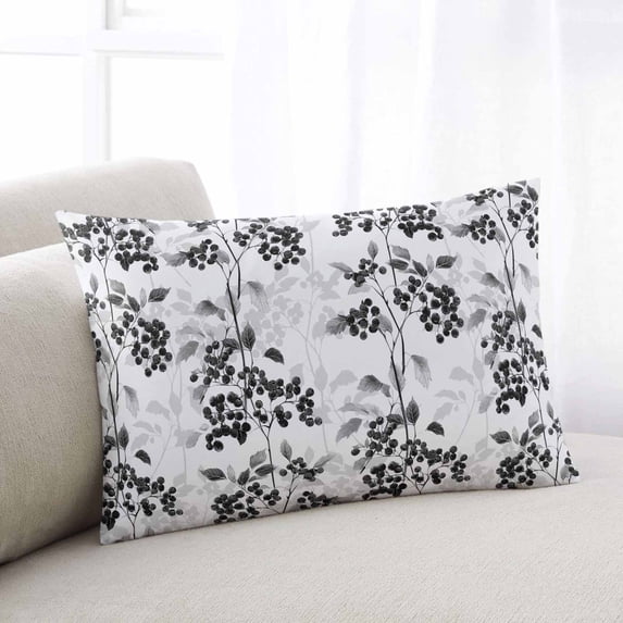 Black Gray Fruit Queen Size Pillow Cover, Pillowcase Protectors with Zipper, Breathable Decorative Throw Pillow Case Cover, Vintage Plant Nature Botanical Flower Pillow Shams for Couch Sofa 20x30Inch