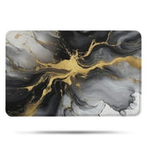 Black Gray Gold Marble Pattern Bathroom Rugs Mat,Non Slip Microfiber Bathroom Rug,Rubber Backing,Soft Bathroom Mats for Bathroom Floor,Tub and Shower,17x27in(43x68cm)