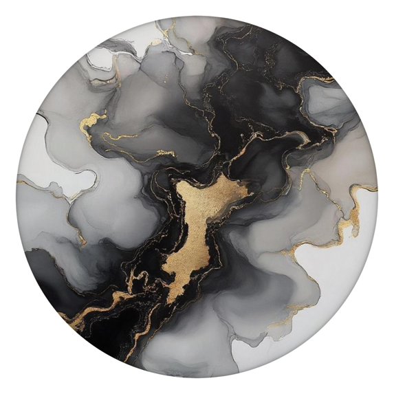 Black Gray Gold Marble Pattern Round Fitted Tablecloth with Elastic Edge,Dining Table Cover Waterproof,Outdoor Round Tablecloth for Camping,Dining,Indoor and Outdoor