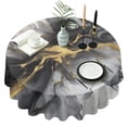 thumbnail image 1 of Black Gray Gold Marble Pattern Round Tablecloth 60"x60",Wrinkle Wipeable Table Cloth for Kitchen Dining Room Picnic Patio Party, 1 of 6