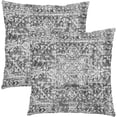 thumbnail image 1 of Black Gray Grey Boho Throw Pillow Covers 18x18 Inch Bohemian Carpet Ethnic Decorative Square Pillow Cases Bohemian Carpet Ethnic Cushion Covers Farmhouse Home Decor For Sofa Couch Outdoor Set of 2, 1 of 6