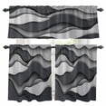 thumbnail image 1 of Black Gray Kitchen Curtains Valances and Tiers Set of 3 Ombre Ocean Wave Geometric Abstract Modern Tier Curtains and Valance with Rod Pocket for Small Windows, 27.5"x24", 1 of 9
