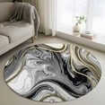 thumbnail image 1 of Black Gray Marble Round Rug 3ft Washable Circle Entryway Rugs Non Slip Vintage Golden Abstract Patterned Area Rug Indoor Floor Carpet for Bedroom Kitchen Living Room Home Office Dining Room Nursery, 1 of 8