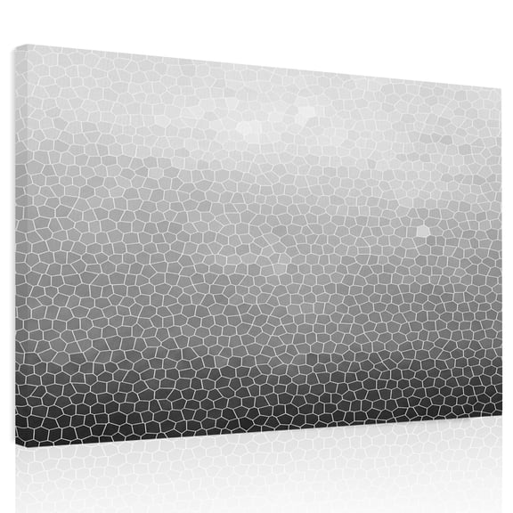 Black Gray Mosaic Canvas Print Wall Art, Minimalist Abstract Hexagonal Grid Soft Gradient Wall Decor Framed Artwork Paintings Pictures for Living Room Bedroom Stretched Ready to Hang, 20" x 24"
