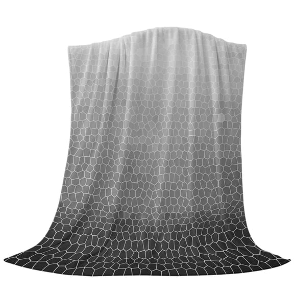 Black Gray Mosaic Throw Flannel Blanket Minimalist Abstract Hexagonal Grid Soft Gradient Super Soft Cozy Bed Blanket, Lightweight Plush Fuzzy Bed Throw for Bedroom Sofa Couch Living Room 30x40in