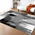 thumbnail image 1 of Black And Gray Oil Painting Area Rug, Abstract White Black Graffiti Texture Indoor Non-Slip Kids Rugs, Machine Washable Breathable Durable Carpet For Front Entrance Floor Decor 5x8ft, 1 of 6
