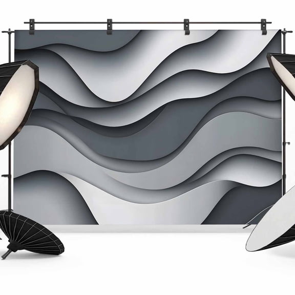 Black Gray Ombre Backdrop for Photography,Fabric Photo Background Backdrop,Modern Abstract Moire Art Geometric Photo Booth Background for Portrait Photoshoot Video Wedding Decoration Banner 7x5ft
