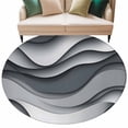 thumbnail image 1 of Black Gray Ombre Large Area Rugs for Bedroom Living Room, Soft Non Slip Carpet Bedside Rug, Modern Abstract Moire Art Geometric Round Floor Cover Kitchen Accent Rug 5' for Dining Room/Office, 1 of 9