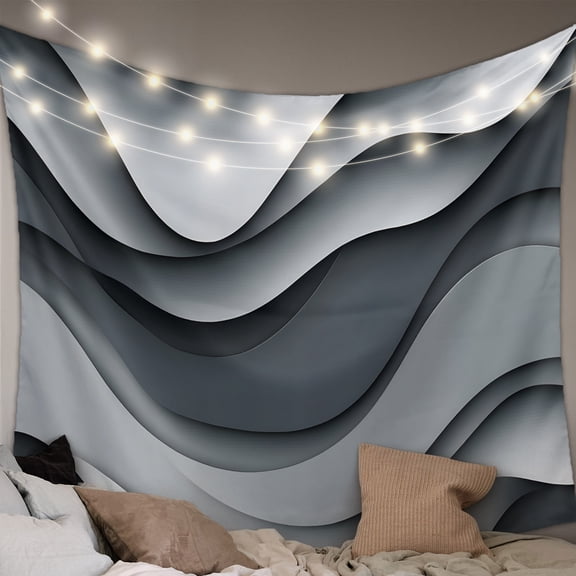 Black Gray Ombre Large Tapestry for Bedroom Wall Hanging Tapestry, Modern Abstract Moire Art Geometric Ceiling Backdrop Tapestries Poster Blanket Wall Decor for Teens Room Living Room Dorm 85" x 90"
