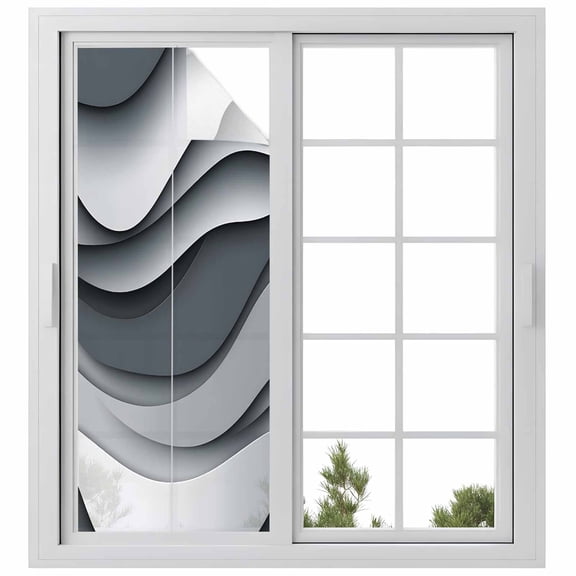Black Gray Ombre Privacy Window Film, Decorative Frosted Glass Window Film, Modern Abstract Moire Art Geometric Reusable Peel and Stick Static Cling for Home Bathroom Office Glass Door 23.6"x59"