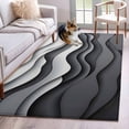 thumbnail image 1 of Black Gray Ombre Runner Rug 2.7x5 FT, Non Slip Entryway Carpet, Modern Abstract Art Geometric Moire Washable Soft Floor Carpet Entrance Mat Non-Shedding Throw Rug for Hallway Laundry Room Bedside, 1 of 9