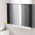thumbnail image 1 of Black Gray Ombre Semi Sheer Window Curtains 54 Inches Long, Vintage Country Wooden Rod Pocket Voile Silky Chiffon Curtain Light Filtering Drapes for Living Room, Kitchen, Bedroom, 52"x54", 2 Panels, 1 of 9