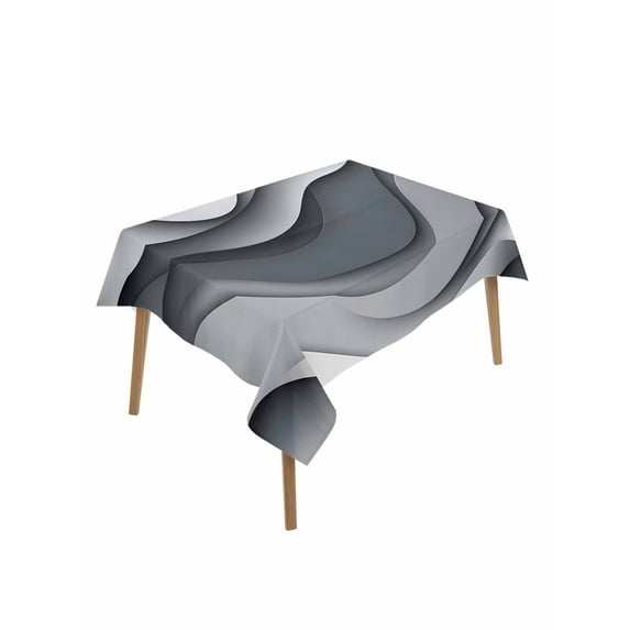 Black Gray Ombre Table Cloth, Modern Abstract Moire Art Geometric Waterproof Tablecloth for Rectangle Tables, Reusable Washable Fabric Table Cover for Restaurant Kitchen Dining Tables 60"x102"