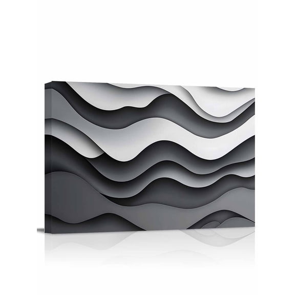 Black Gray Ombre Wall Art for Living Room,Canvas Picture Wall Decor for Bathroom Bedroom,Modern Abstract Art Geometric Moire Painting Artwork for Office Kitchen Hallway Dining Room Home Decor 12"x16"