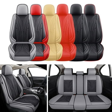 Black/Gray, PU Leather, Waterproof, Front Rear Seat Covers, 5 Pieces