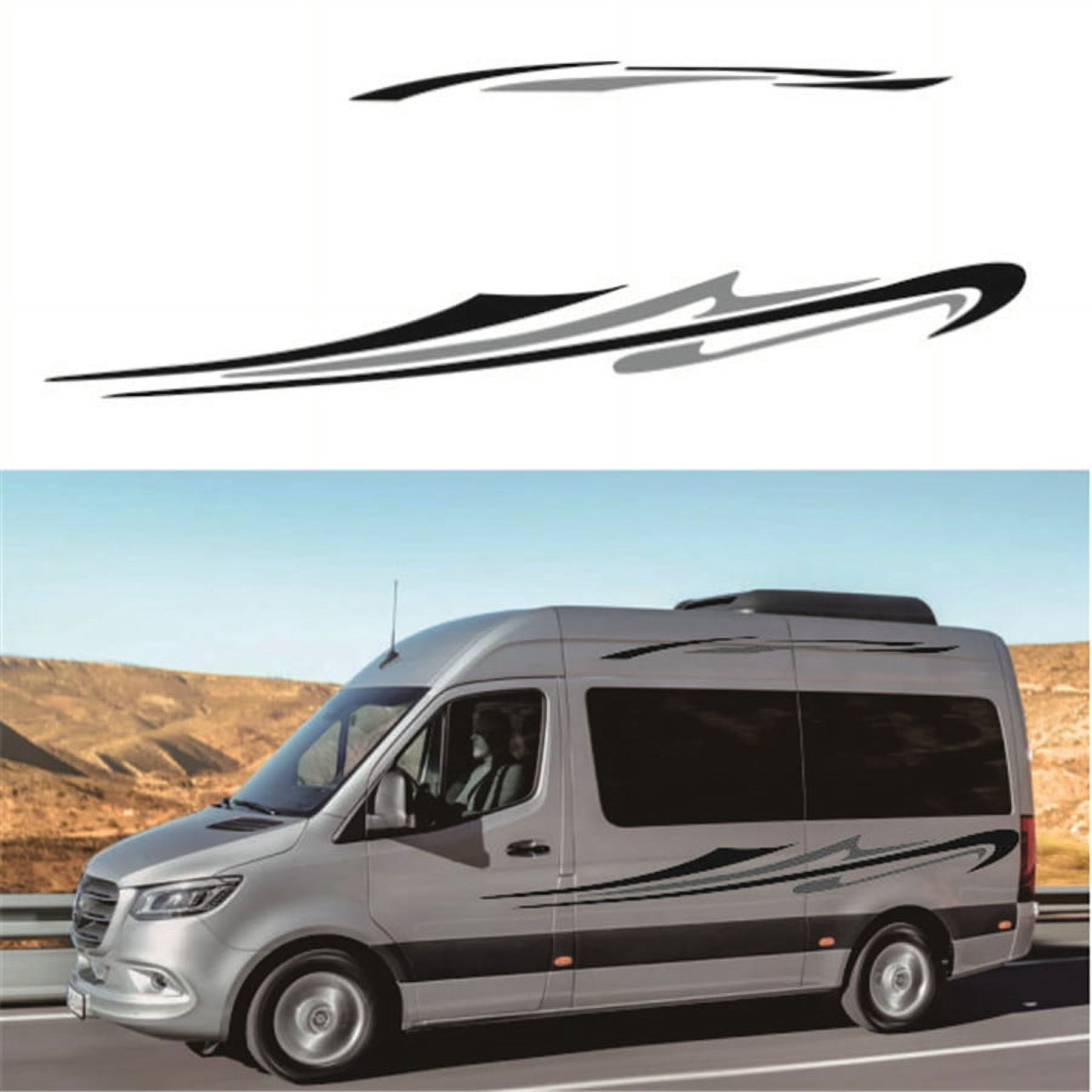 Black+Gray PVC RV Car Side Body Decals Decoration Sticker Waterproof ...