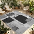 Black Gray Paint Outdoor Rug, Abstract Mottled Non-Slip Area Rugs ...