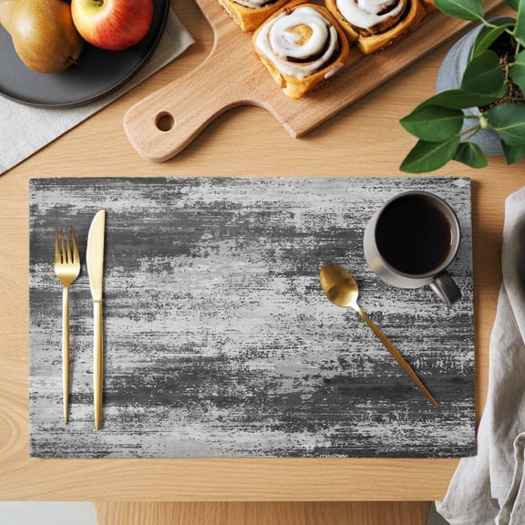 Black Gray Placemats Set of 2, Abstract Smoky Texture Distressed Mottled Art Heat Insulated Linen Place Mats, Washable Stain-Proof Table Mats for Dining Tables Holiday Decor 13x19 Inches