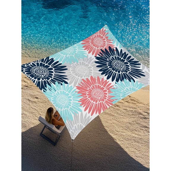 Black Gray Red Tea Sunflower Sun Shade Sail 6.5' x 10', Abstract Blooming Floral Rectangle Outdoor Sunshade Canopy, Waterproof UV Block Patio Covers for Garden Yard Beach