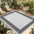 thumbnail image 1 of Black Gray Retro Greek Key Outdoor Rug 4x6 Ft - Reversible Patio Rug Outdoor Camping Rugs, Greece Ancient Rustic Geometric Indoor Outdoor Area Rugs, Non-Slip Outdoor Carpet Runner for Deck/Porch, 1 of 8