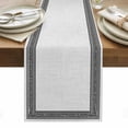 thumbnail image 1 of Black Gray Retro Greek Key Table Runner - 108 Inch Long, Kitchen Dining Table Runner Dresser Scarves, Greece Ancient Rustic Geometric Farmhouse Decor for Coffee Tables Wedding Party Banquet, 1 of 8