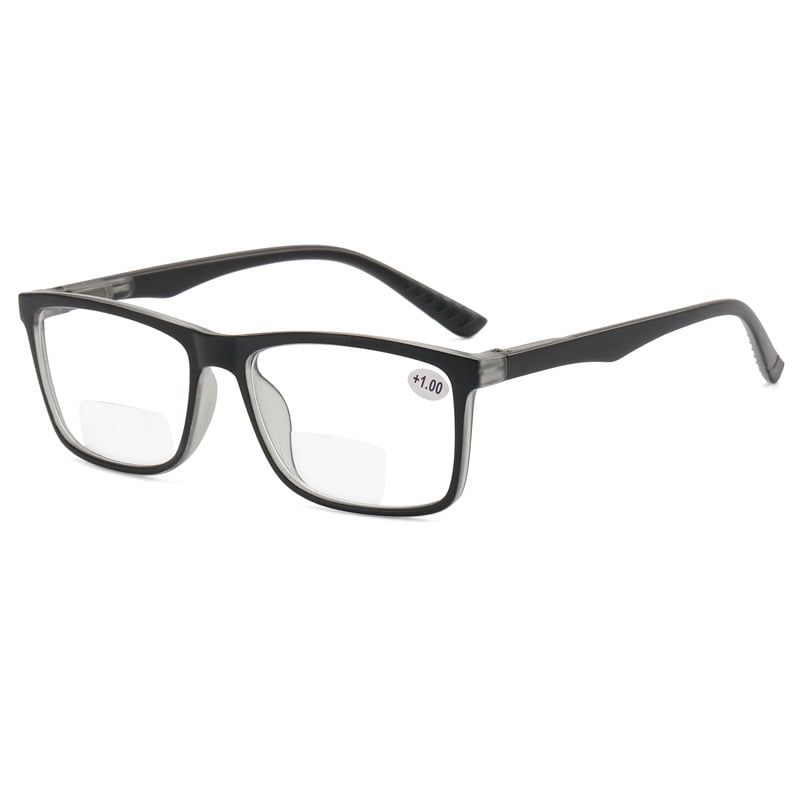 Black Gray Retro Rectangle Bifocal Reading Glasses 1.00 for men
