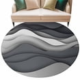 thumbnail image 1 of Black Gray Round Area&nbsp;Rug 8ft Gradient Ocean Wave Modern Geometric Abstract Non-Slip&nbsp;Washable Circle Rugs Soft Felt Indoor Floor Mat for Bedroom Kitchen Living Room Bathroom, 1 of 9