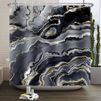 Black Gray Shower Curtain,Grey Marble Bath Curtain,Modern Aesthetic Ink Texture Bathroom Curtain,72x72 Inch