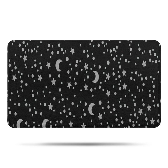 Black Gray Star Moon Pattern Bathroom Rugs Mat,Non Slip Microfiber Bathroom Rug,Rubber Backing,Soft Bathroom Mats for Bathroom Floor,Tub and Shower,17x30in(43x75cm)