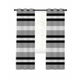 thumbnail image 1 of Black Gray Striped Blackout Curtains, Light Blocking Print Window Curtains, Contemporary Minimalist Lines Art Thermal Insulated Window Drapes for Living Room Kitchen Cafe 2 Panels, 84"W x 63"L, 1 of 9