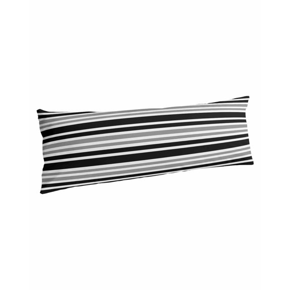 Black Gray Striped Body Pillow Covers, Horizontal Lines Simple Minimalist Soft Bed Throw Pillowcases Breathable Cooling Long Lumbar Body Pillow Sham Cover for Bed Sofa 20''x54''