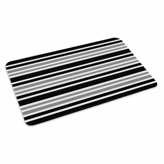 Black Gray Striped Doormat Outdoor Entrance 16"x24", Horizontal Lines Simple Minimalist Absorb Moisture Dirt Door Mats, Non-Slip Rubber Backing Floor Mats Indoor, Low-Profile Front Door Rugs