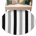 thumbnail image 1 of Black Gray Striped Large Area Rugs for Bedroom Living Room, Soft Non Slip Carpet Bedside Rug, Farmhouse Stripe Art Round Floor Cover Kitchen Accent Rug 6' for Dining Room/Office, 1 of 9