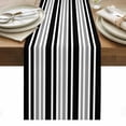 thumbnail image 1 of Black Gray Striped Table Runner - 120 Inch Long, Kitchen Dining Table Runner Dresser Scarves, Horizontal Lines Simple Minimalist Farmhouse Decor for Coffee Tables Wedding Party Banquet, 1 of 8