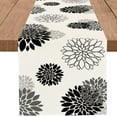 thumbnail image 1 of Black Gray Table Runner Dahlia Pinnata Flower Beige Table Runners Modern Elegant Pompon Farmhouse Geometric Coffee Table Center Decor for Home Kitchen Dining Party 13 x 48 Inch, 1 of 6