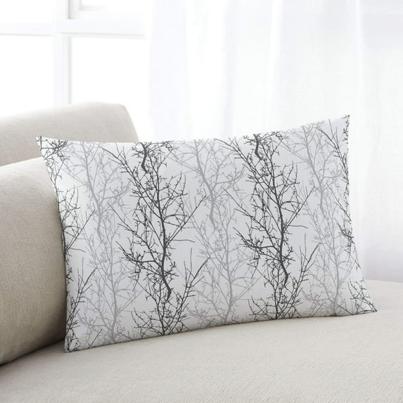 Black Gray Throw Pillow Covers, Pastoral Botanical Branch Aesthetics Soft Breathable Pillow Cases with Invisible Zipper for Sleeping, Standard Pillowcases for Couch Bed Sofa Chair 20x26 Inches
