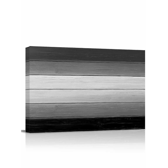 Black Gray Wall Art for Living Room,Canvas Picture Wall Decor for Bathroom Bedroom,Farmhouse Vintage Gradient Wooden Plank Painting Artwork for Office Kitchen Hallway Dining Room Home Decor 12"x16"