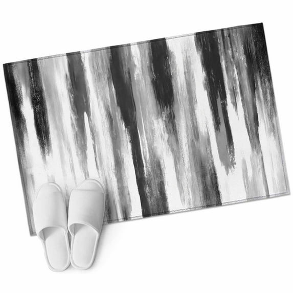 Black Gray White 2'x3' Washable Rug, Vintage Rustic Abstract Ombre Aesthetic Non-Slip Soft Doormat Area Rugs for Entrance Bathroom Bedsides, Carpet for Kitchen Bedroom, Entryway Floor Mat
