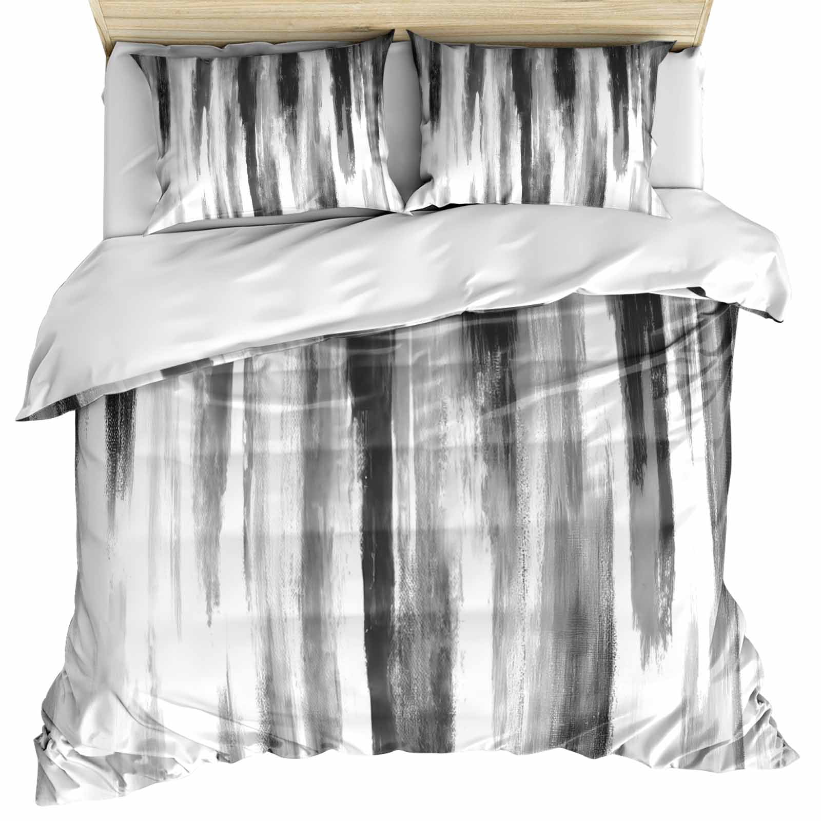 Black Gray White Bedding 3 Piece Duvet Cover Set Twin Size, Vintage ...