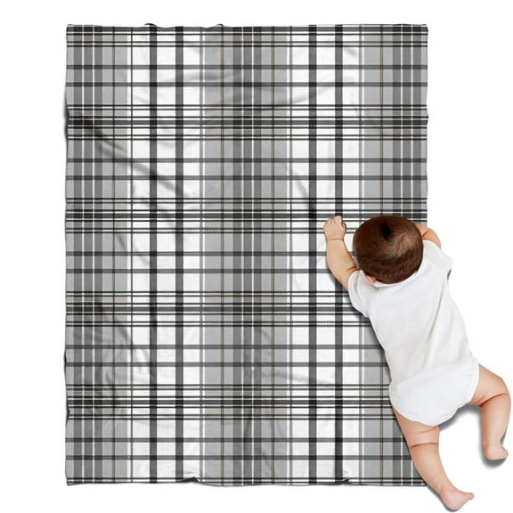 Black Gray and White Checkered Pattern Blanket,Comfortable Soft Flannel Throw Blanket,All Season,Warm Lightweight Blankets for Sofa Bed Couch Living Room Chair,30"x40"