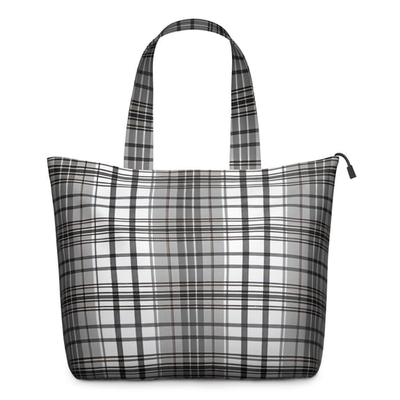Black Gray and White Checkered Pattern Travel Tote Bags for Women Carry On,Large Weekender Bags for Women Travel,Multi Functional Duffle Bag for Work,Shopping,Sports